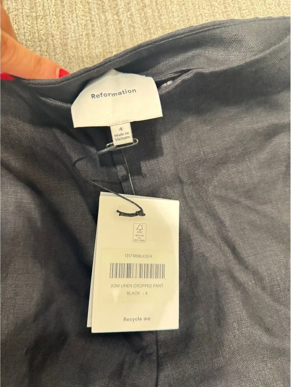 Reformation NWT Joni Linen Cropped Pant
